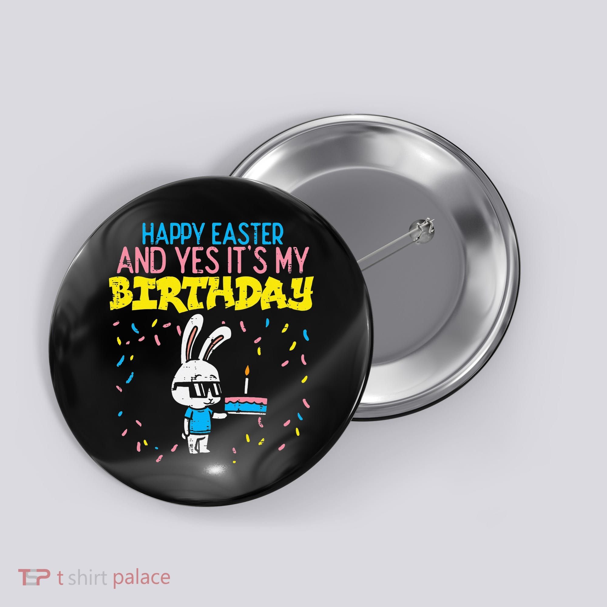 Happy Easter Birthday Bunny Cake Bday Party Button