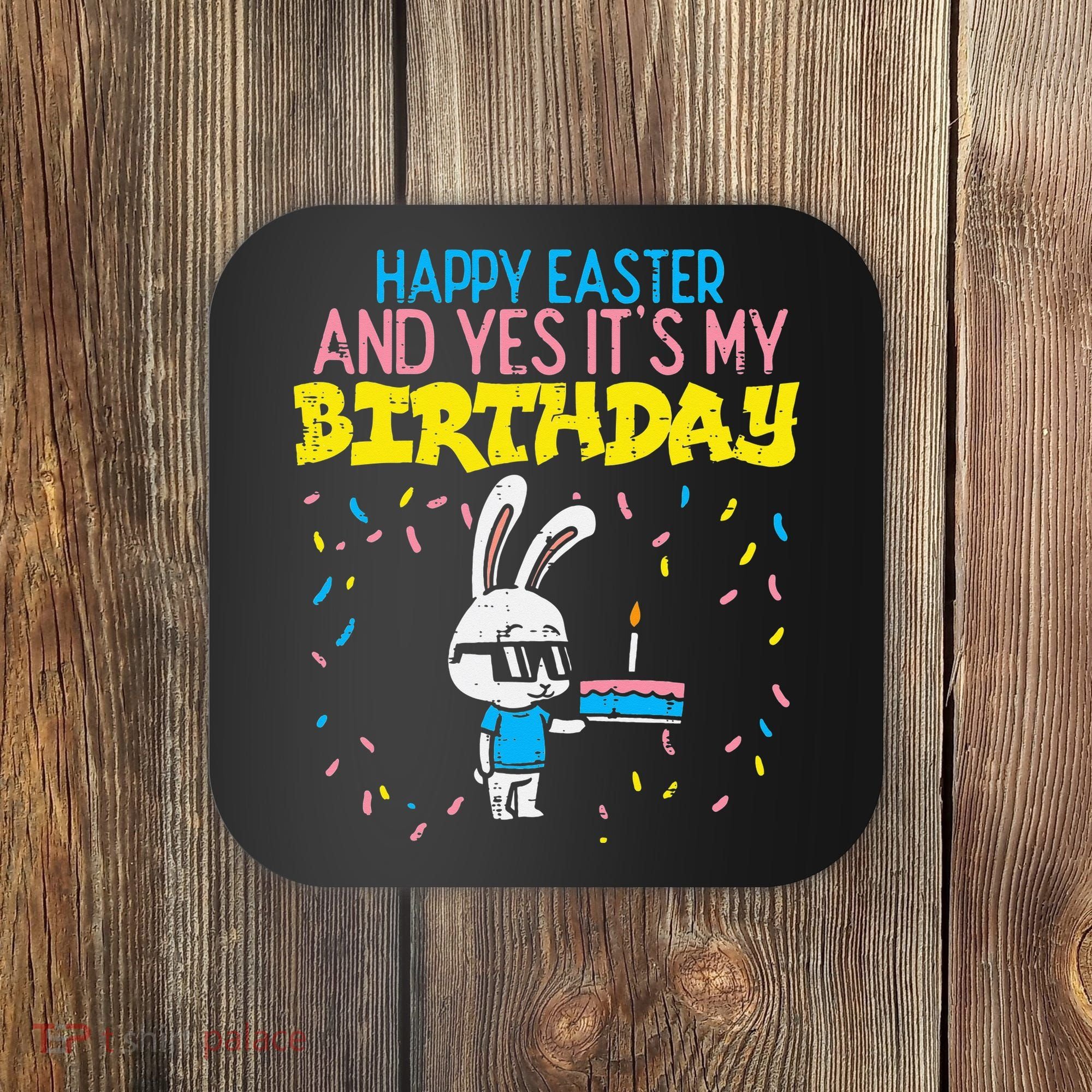 Happy Easter Birthday Bunny Cake Bday Party Coaster