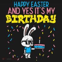 Happy Easter Birthday Bunny Cake Bday Party Womens Funnel Neck Pullover Hood thumb 2