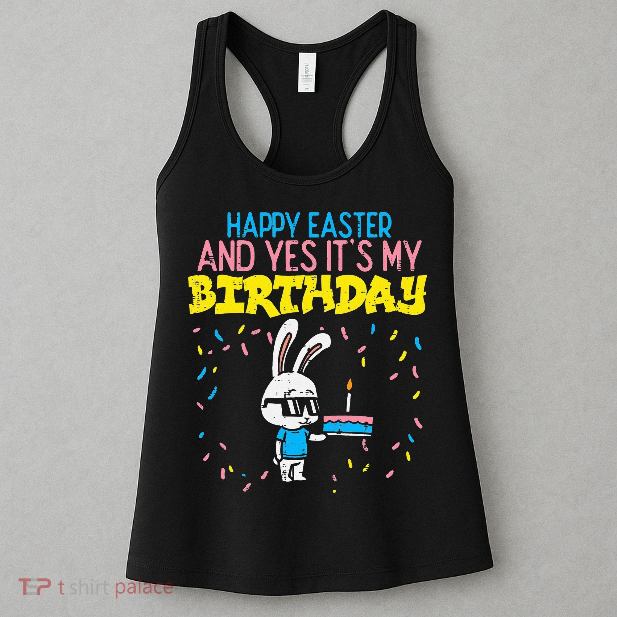 Happy Easter Birthday Bunny Cake Bday Party Women's Tank Top
