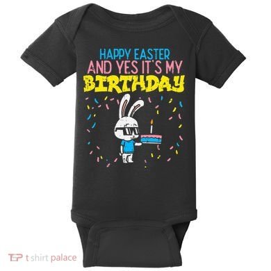 Happy Easter Birthday Bunny Cake Bday Party Baby Bodysuit
