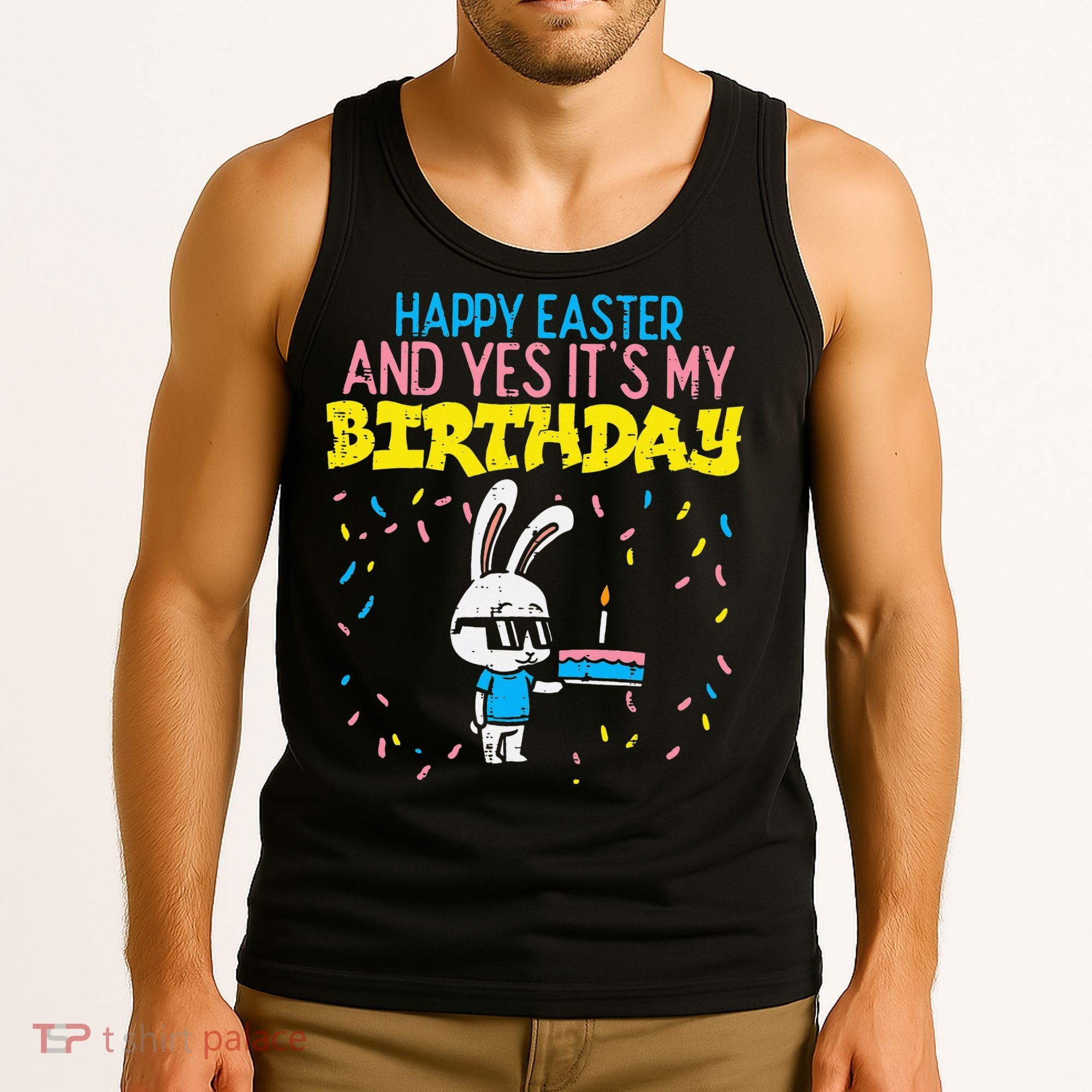 Happy Easter Birthday Bunny Cake Bday Party Tank Top