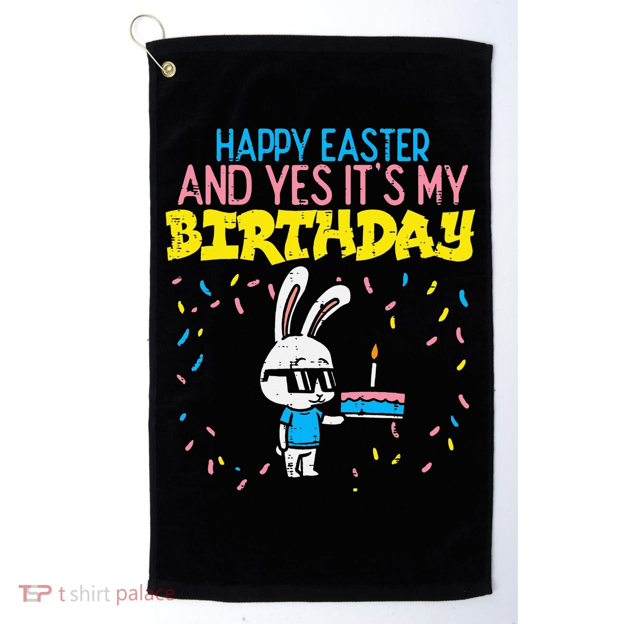 Happy Easter Birthday Bunny Cake Bday Party Golf Towel