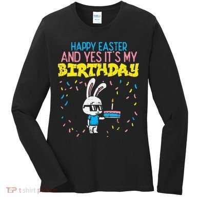 Happy Easter Birthday Bunny Cake Bday Party Women's Long Sleeve Shirt