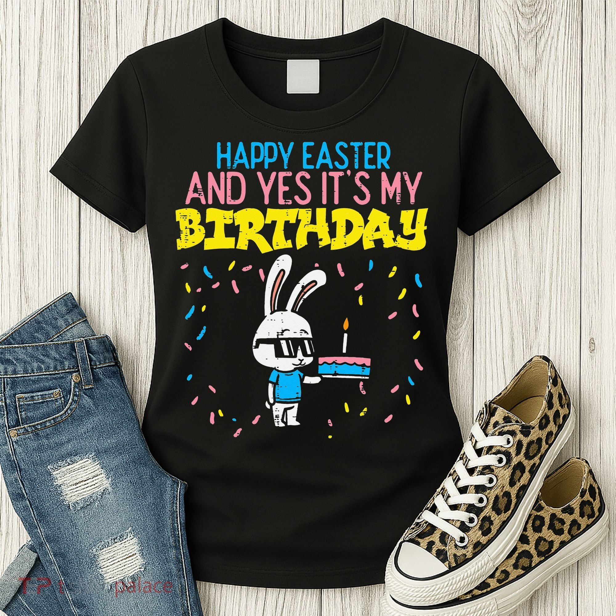 Happy Easter Birthday Bunny Cake Bday Party Women's T-Shirt
