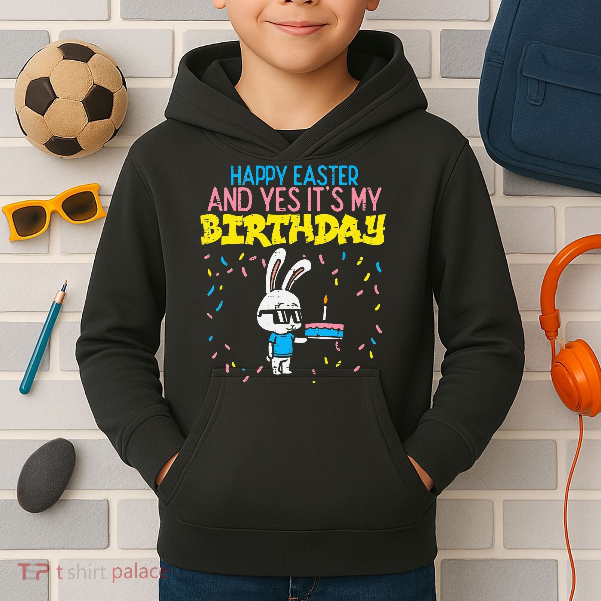 Happy Easter Birthday Bunny Cake Bday Party Kids Hoodie