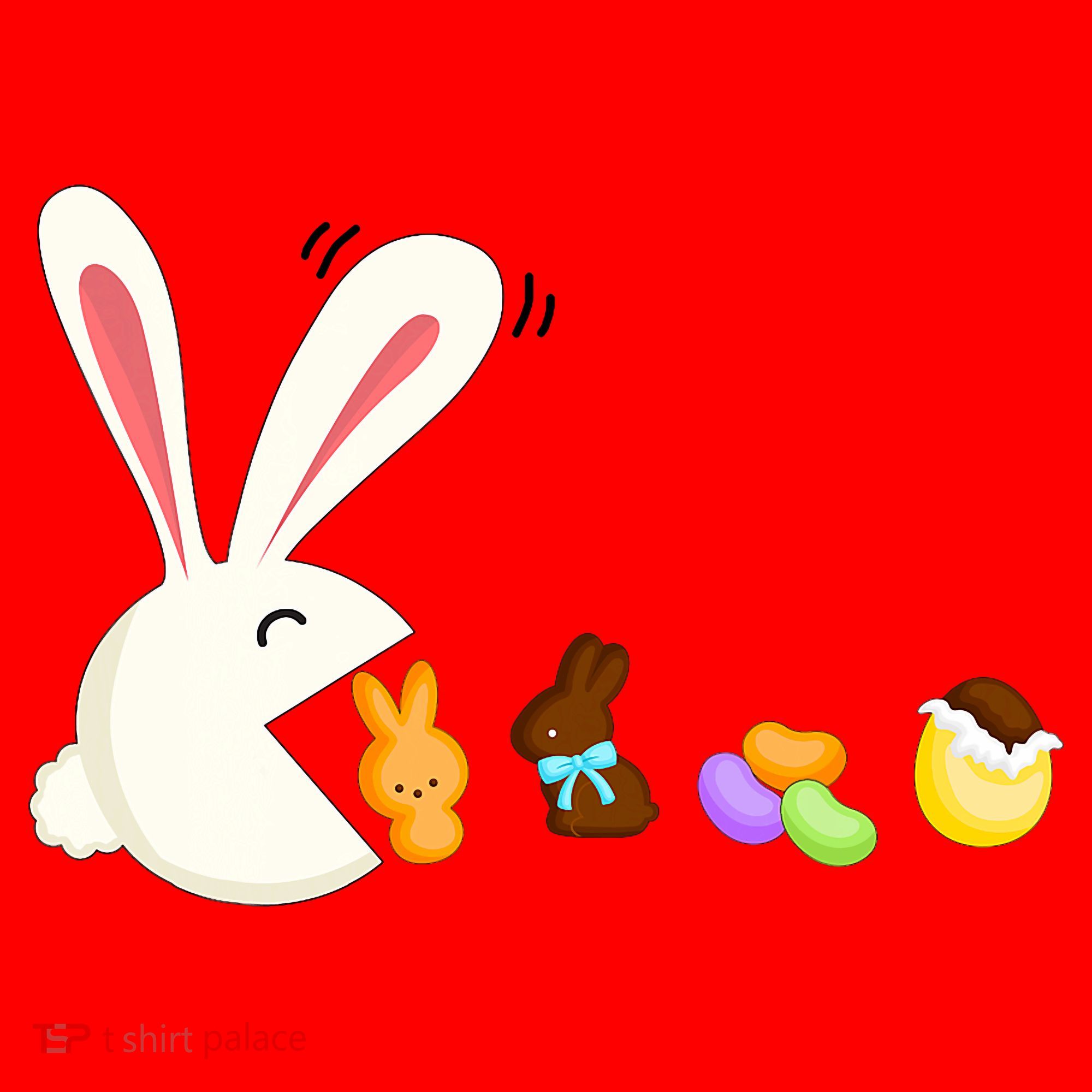 Happy Easter Bunny Eating Candy Funny Boy Girl Easter  Santa Hat