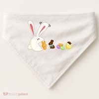 Happy Easter Bunny Eating Candy Funny Boy Girl Easter  USA-Made Doggie Bandana thumb 0