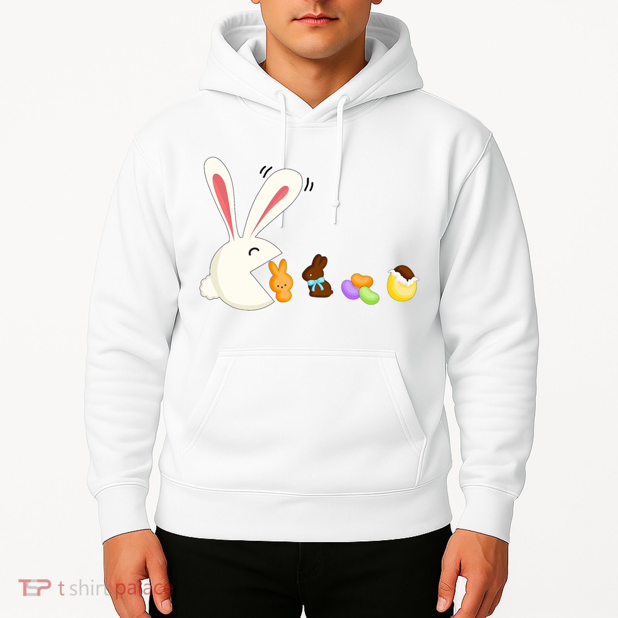 Happy Easter Bunny Eating Candy Funny Boy Girl Easter  Hoodie