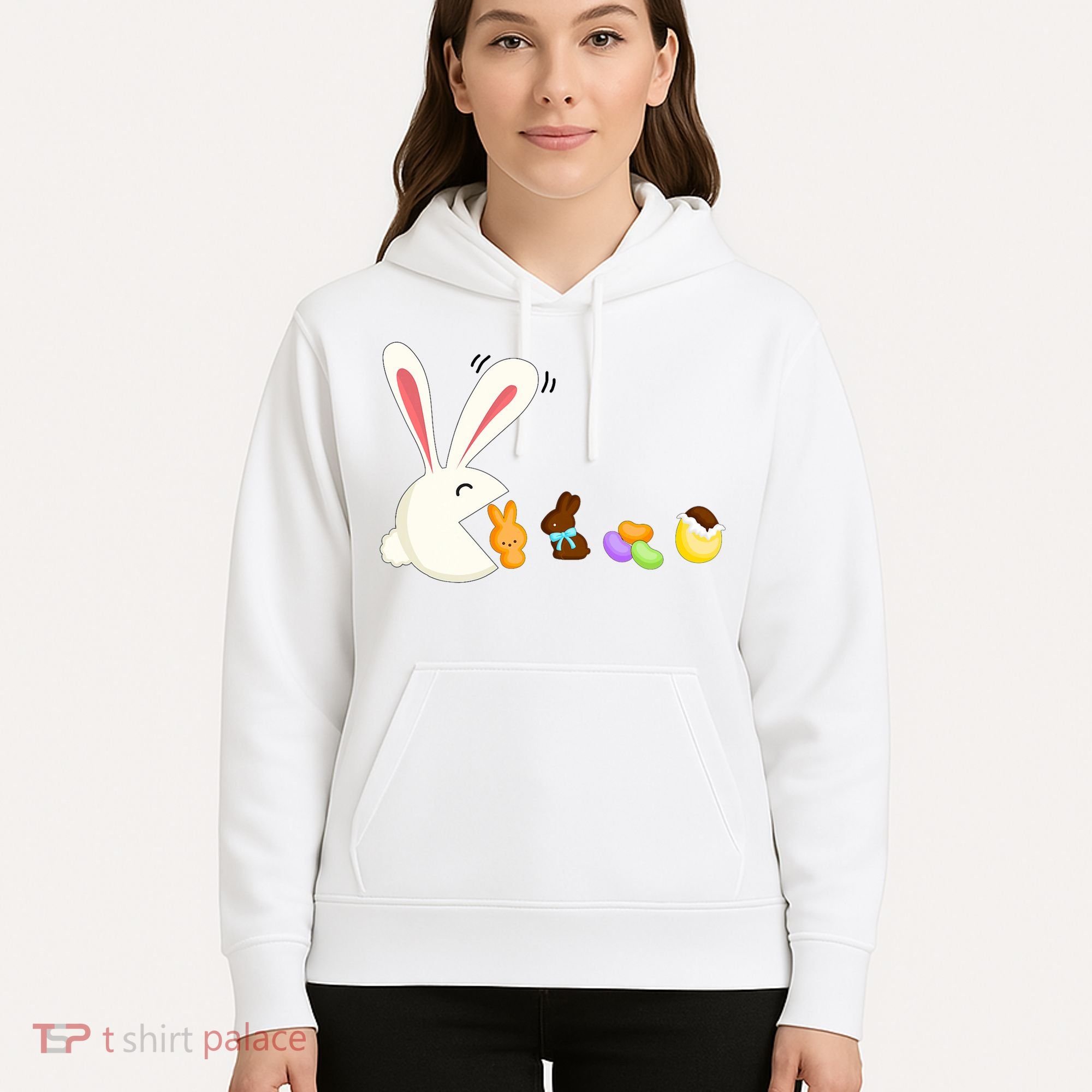 Happy Easter Bunny Eating Candy Funny Boy Girl Easter  Hoodie