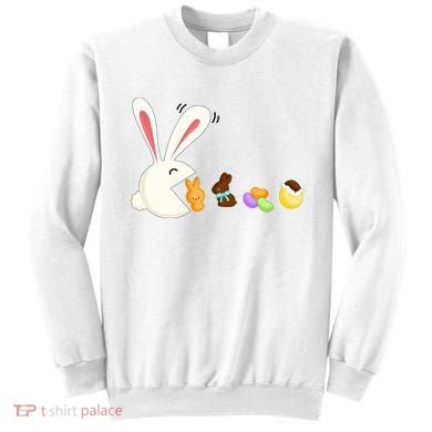 Happy Easter Bunny Eating Candy Funny Boy Girl Easter  Sweatshirt