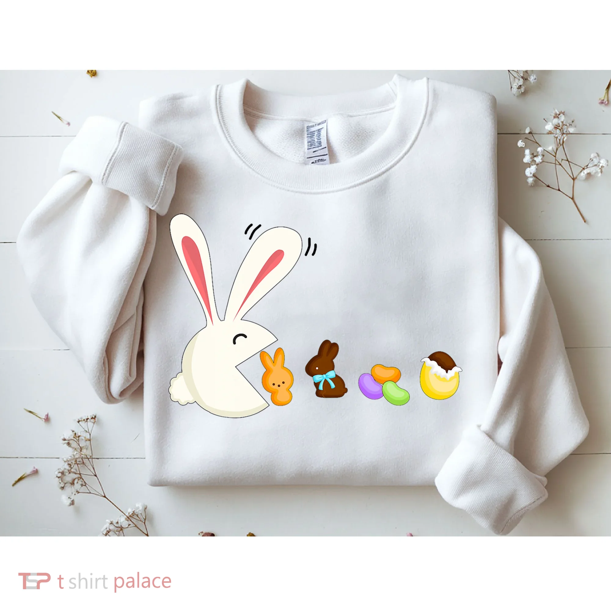Happy Easter Bunny Eating Candy Funny Boy Girl Easter  Sweatshirt