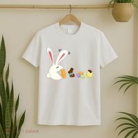 Happy Easter Bunny Eating Candy Funny Boy Girl Easter  T-Shirt thumb 2
