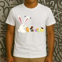 Happy Easter Bunny Eating Candy Funny Boy Girl Easter  T-Shirt thumb 3