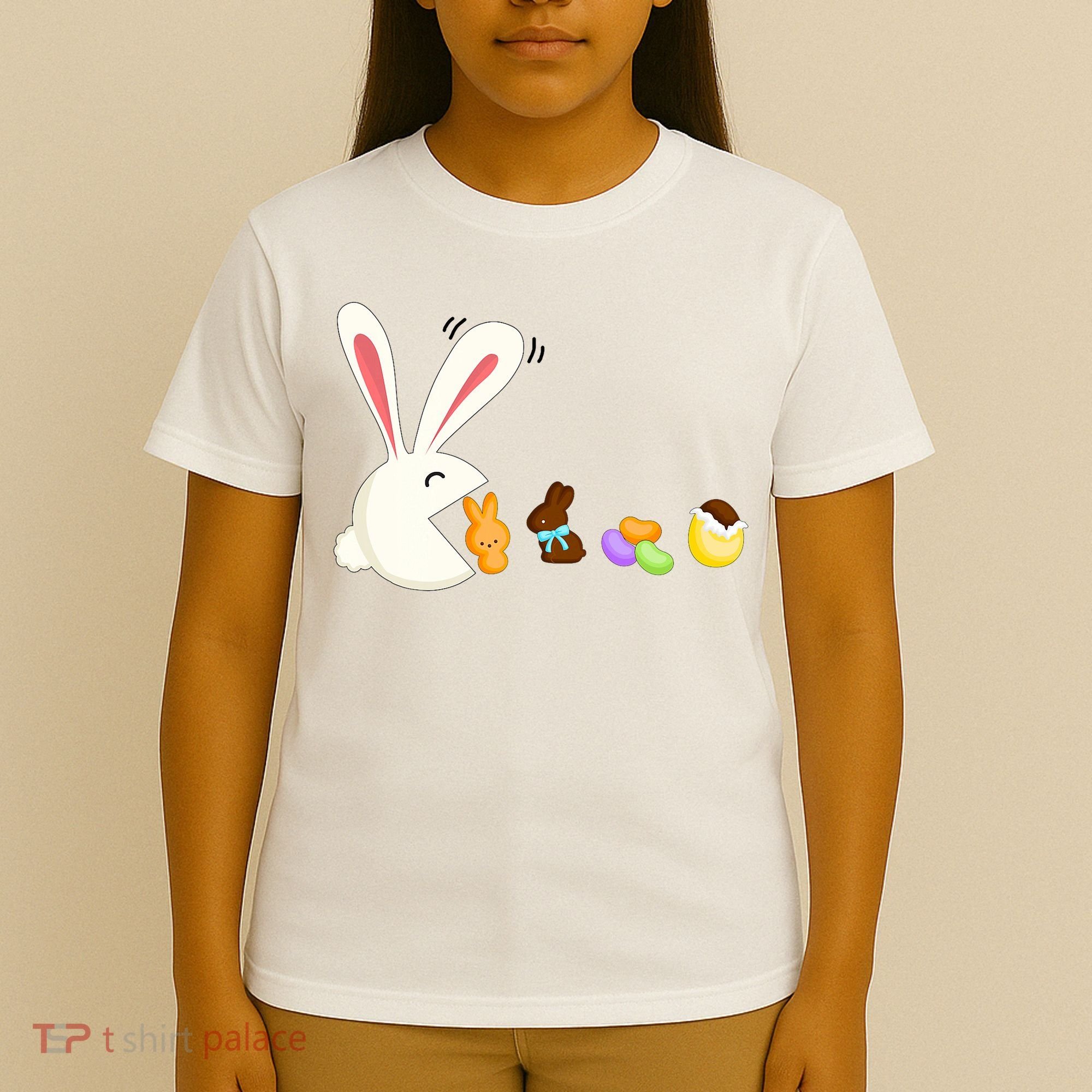 Happy Easter Bunny Eating Candy Funny Boy Girl Easter  T-Shirt