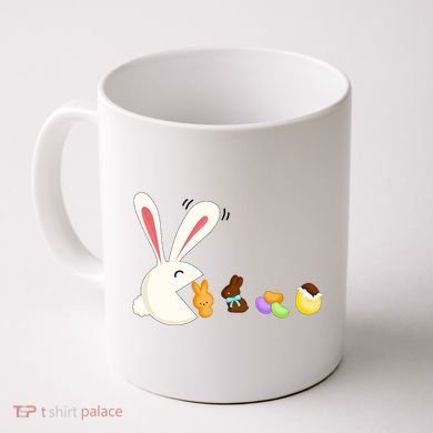 Happy Easter Bunny Eating Candy Funny Boy Girl Easter  Coffee Mug