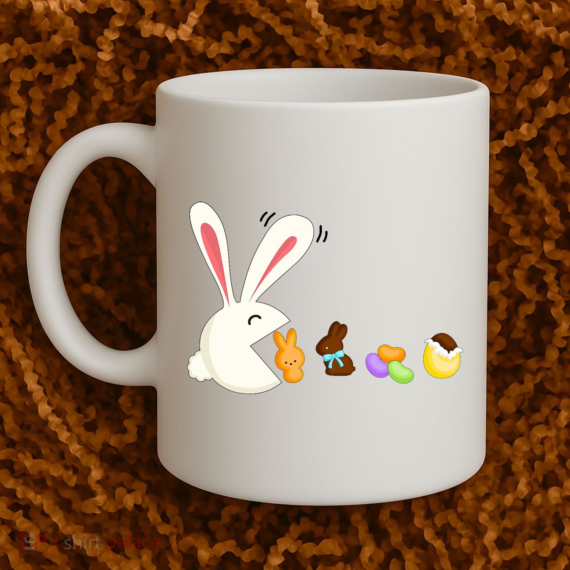 Happy Easter Bunny Eating Candy Funny Boy Girl Easter  Coffee Mug