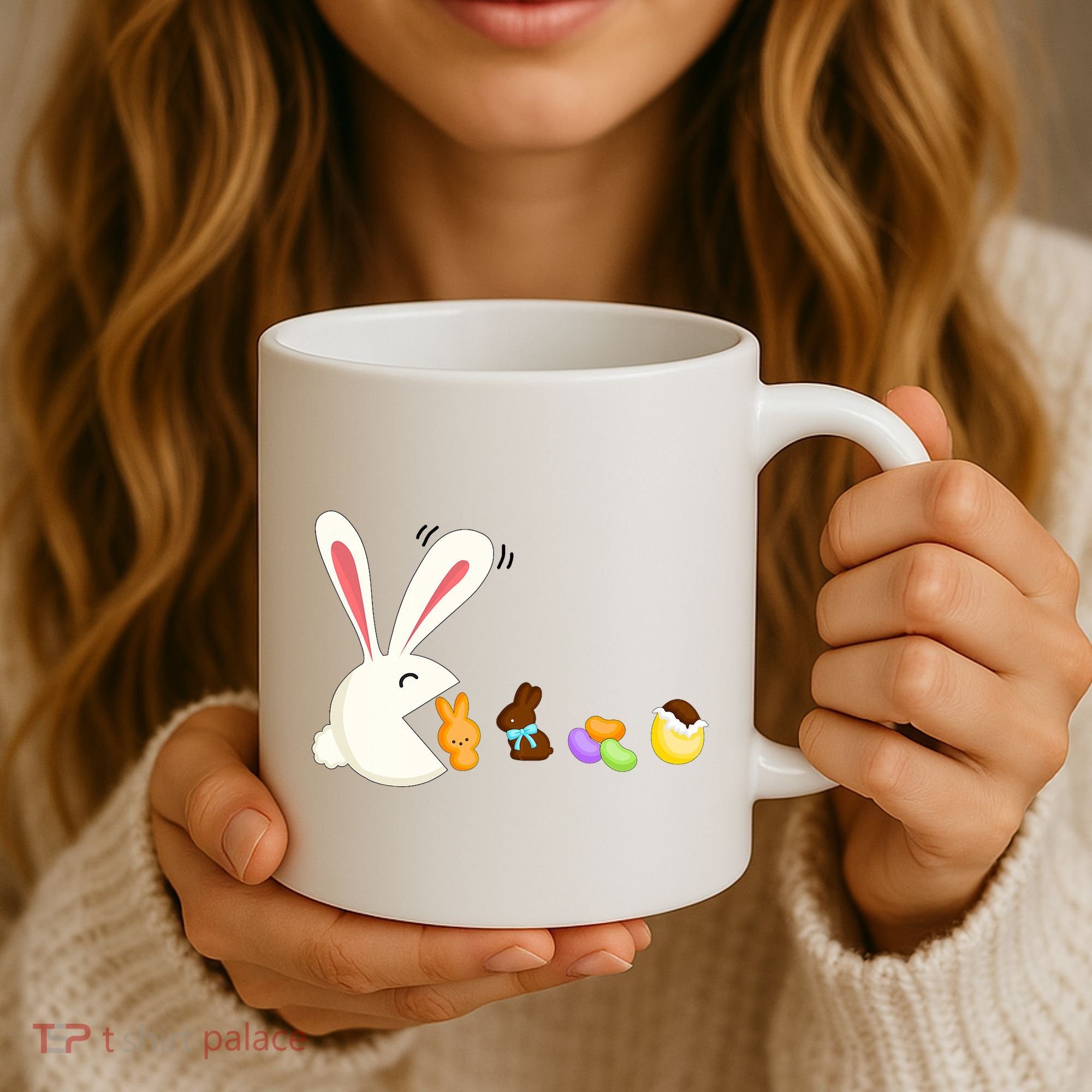 Happy Easter Bunny Eating Candy Funny Boy Girl Easter  Coffee Mug