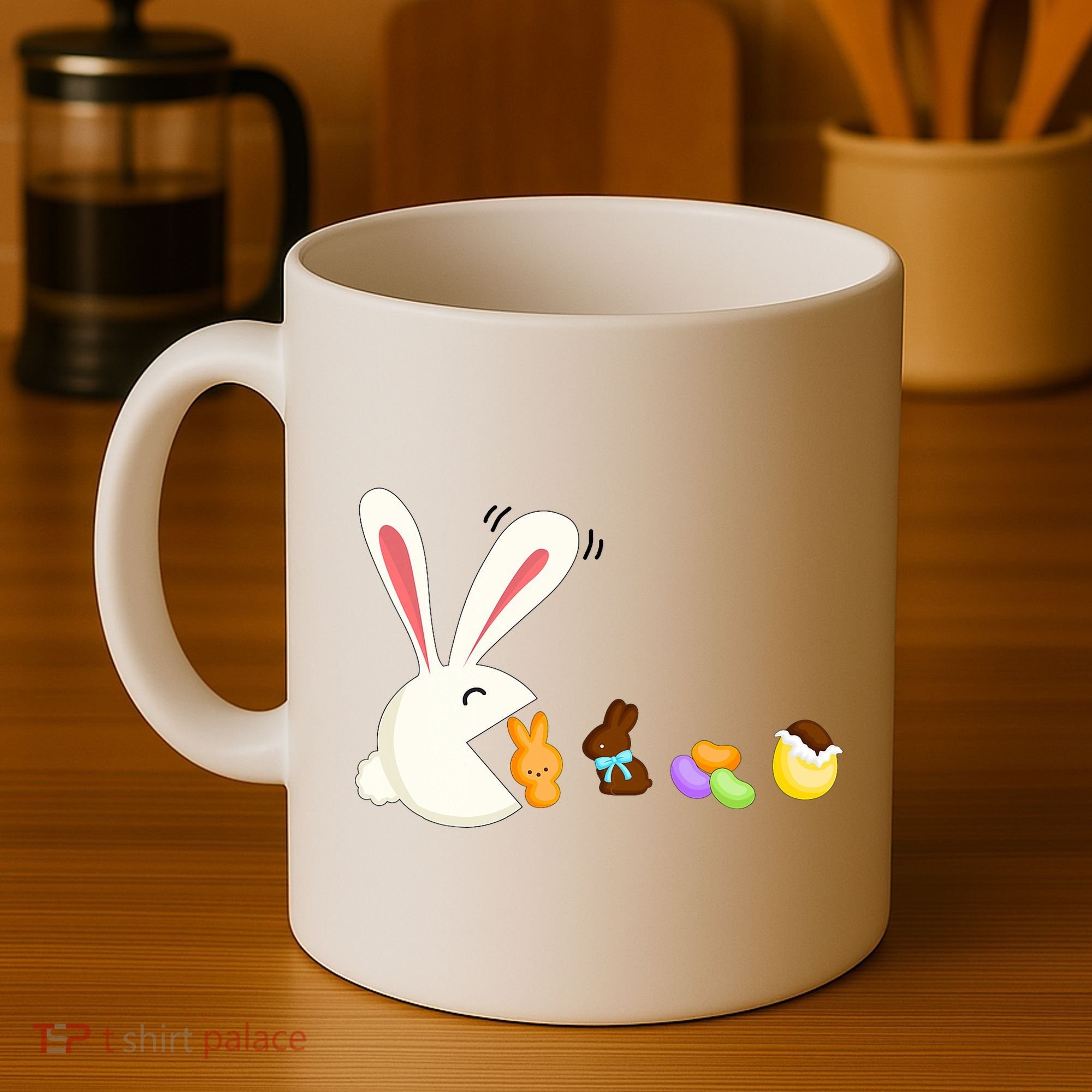 Happy Easter Bunny Eating Candy Funny Boy Girl Easter  Coffee Mug