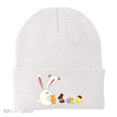 Happy Easter Bunny Eating Candy Funny Boy Girl Easter  Beanie