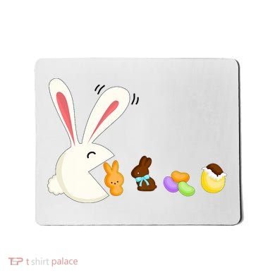 Happy Easter Bunny Eating Candy Funny Boy Girl Easter  Mousepad