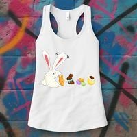 Happy Easter Bunny Eating Candy Funny Boy Girl Easter  Women's Tank Top thumb 3