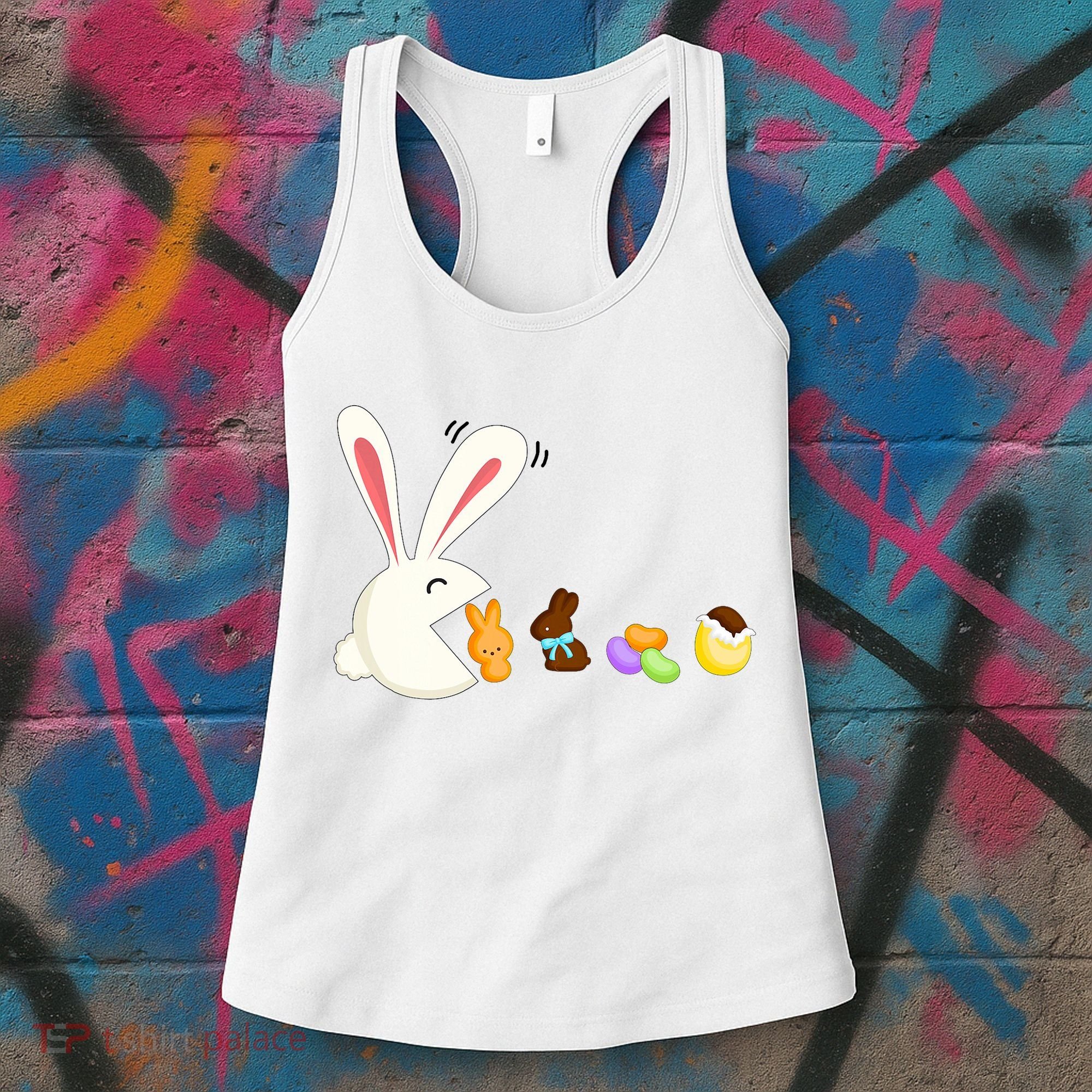 Happy Easter Bunny Eating Candy Funny Boy Girl Easter  Women's Tank Top