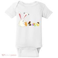 Happy Easter Bunny Eating Candy Funny Boy Girl Easter  Baby Bodysuit thumb 0