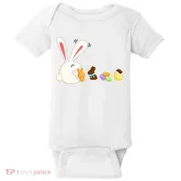 Happy Easter Bunny Eating Candy Funny Boy Girl Easter  Baby Bodysuit thumb 0