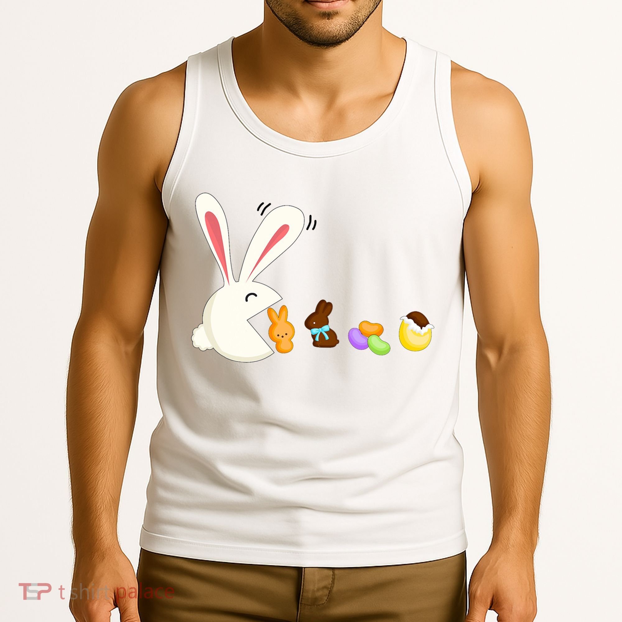 Happy Easter Bunny Eating Candy Funny Boy Girl Easter  Tank Top
