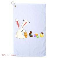 Happy Easter Bunny Eating Candy Funny Boy Girl Easter  Golf Towel thumb 0