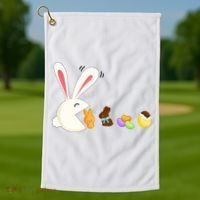 Happy Easter Bunny Eating Candy Funny Boy Girl Easter  Golf Towel thumb 1