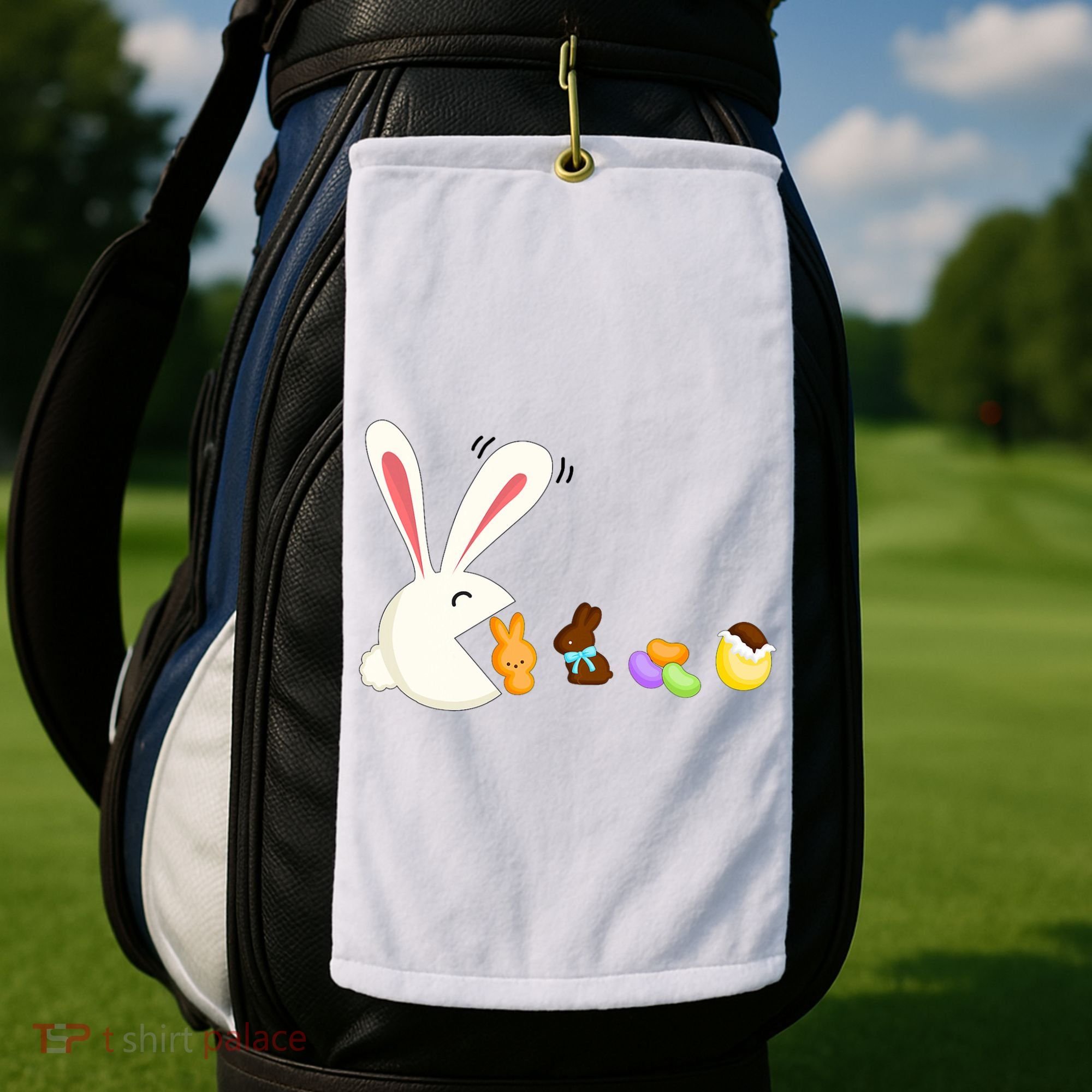 Happy Easter Bunny Eating Candy Funny Boy Girl Easter  Golf Towel