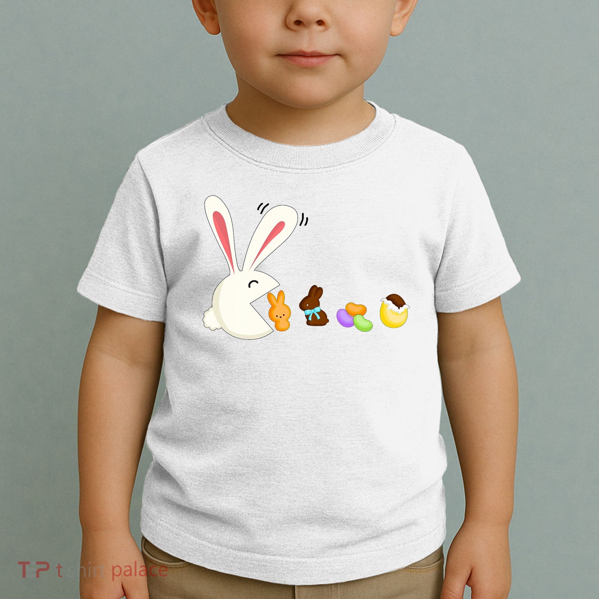 Happy Easter Bunny Eating Candy Funny Boy Girl Easter  Toddler T-Shirt