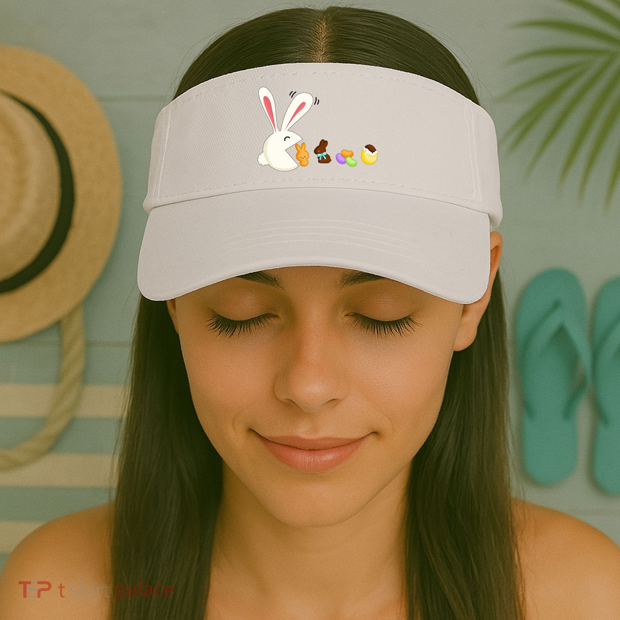 Happy Easter Bunny Eating Candy Funny Boy Girl Easter  Visor