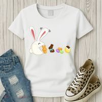 Happy Easter Bunny Eating Candy Funny Boy Girl Easter  Women's T-Shirt thumb 3