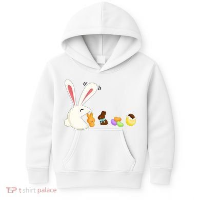 Happy Easter Bunny Eating Candy Funny Boy Girl Easter  Kids Hoodie