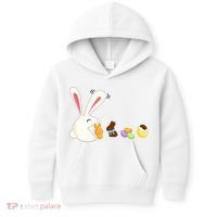 Happy Easter Bunny Eating Candy Funny Boy Girl Easter  Kids Hoodie thumb 0