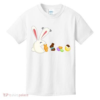 Happy Easter Bunny Eating Candy Funny Boy Girl Easter  Kids T-Shirt