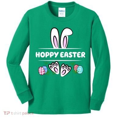 Hoppy Easter Bunny Holiday Cute Kids Long Sleeve Shirt