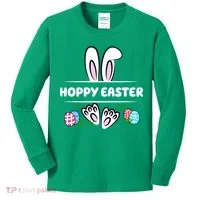 Hoppy Easter Bunny Holiday Cute Kids Long Sleeve Shirt thumb 0