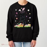 Happy Easter Cute Black Labrador Bunny Ears Dog Lovers Women's Sweatshirt thumb 0