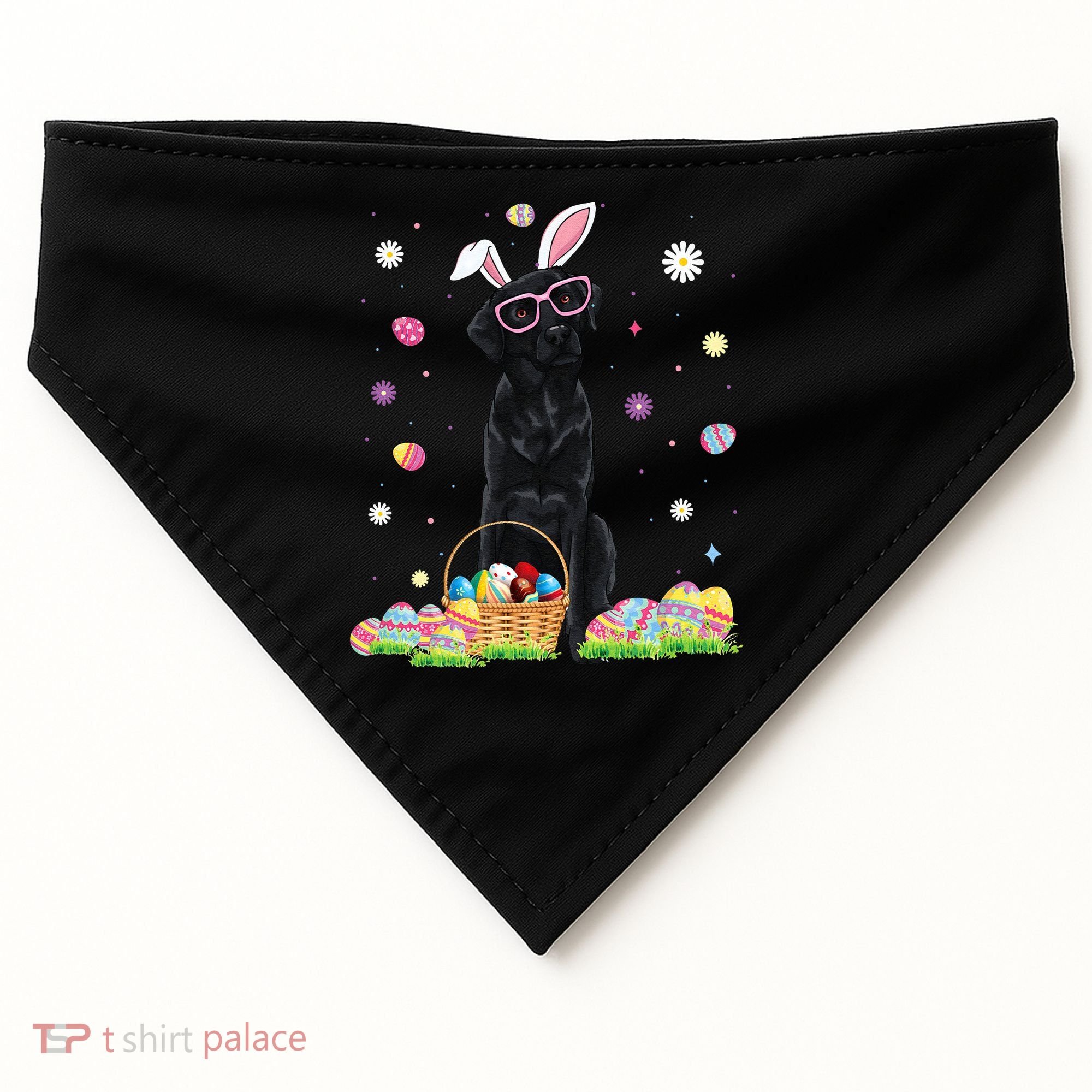 Happy Easter Cute Black Labrador Bunny Ears Dog Lovers USA-Made Doggie Bandana