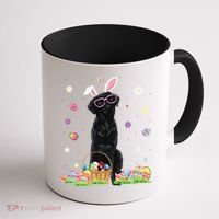 Happy Easter Cute Black Labrador Bunny Ears Dog Lovers Coffee Mug thumb 1