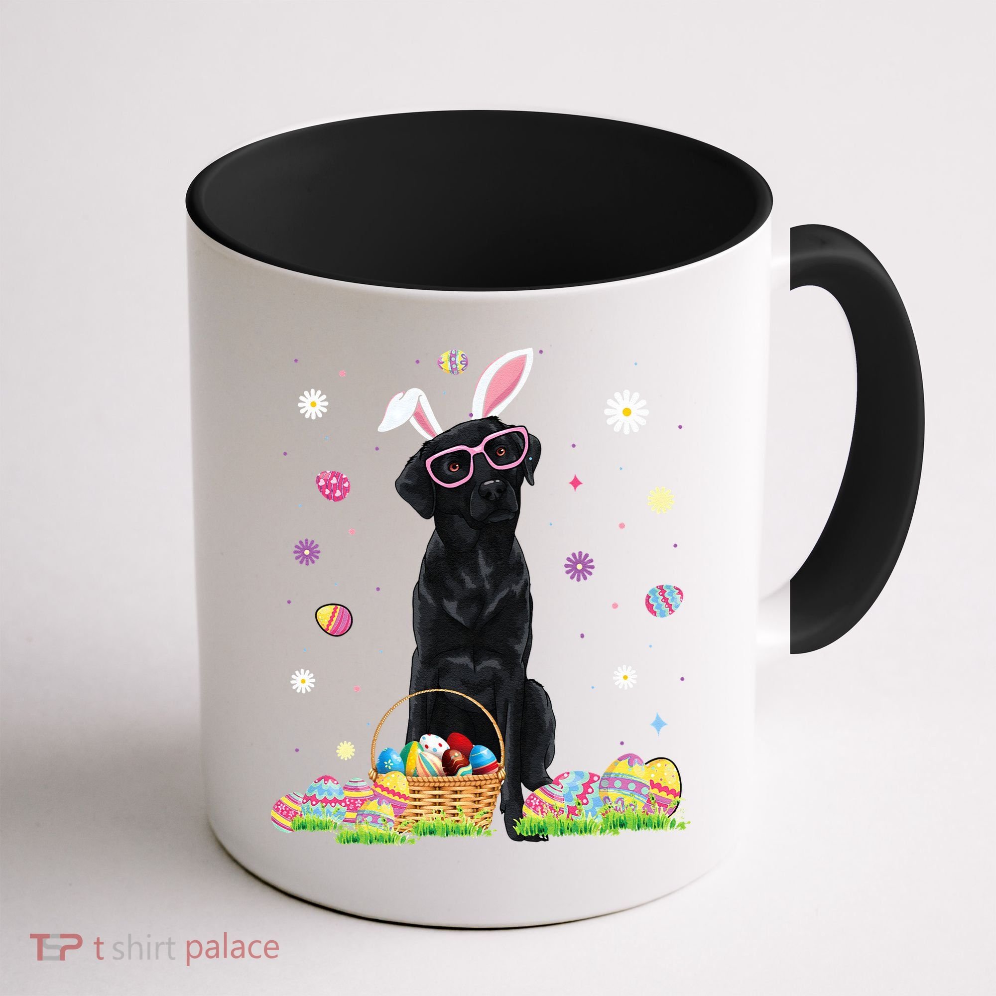 Happy Easter Cute Black Labrador Bunny Ears Dog Lovers Coffee Mug