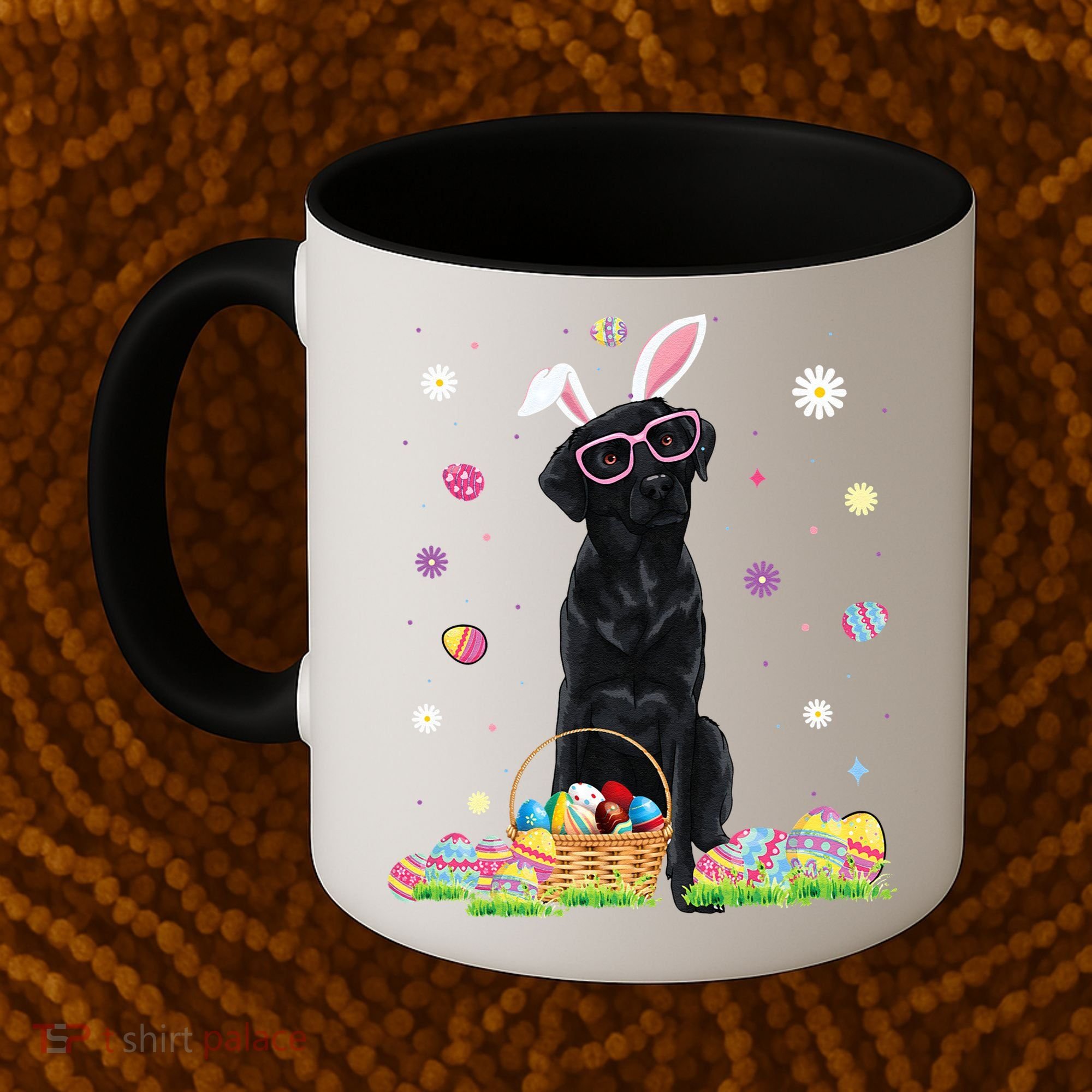 Happy Easter Cute Black Labrador Bunny Ears Dog Lovers Coffee Mug