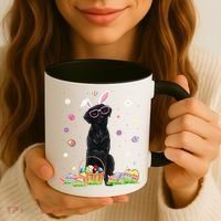 Happy Easter Cute Black Labrador Bunny Ears Dog Lovers Coffee Mug thumb 3