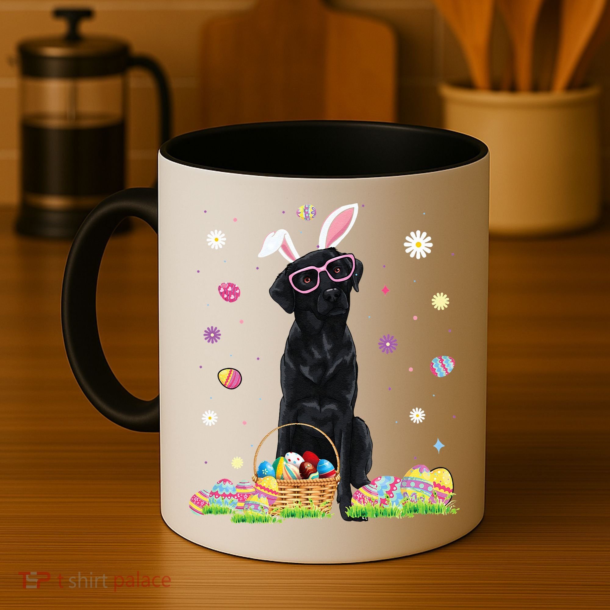 Happy Easter Cute Black Labrador Bunny Ears Dog Lovers Coffee Mug