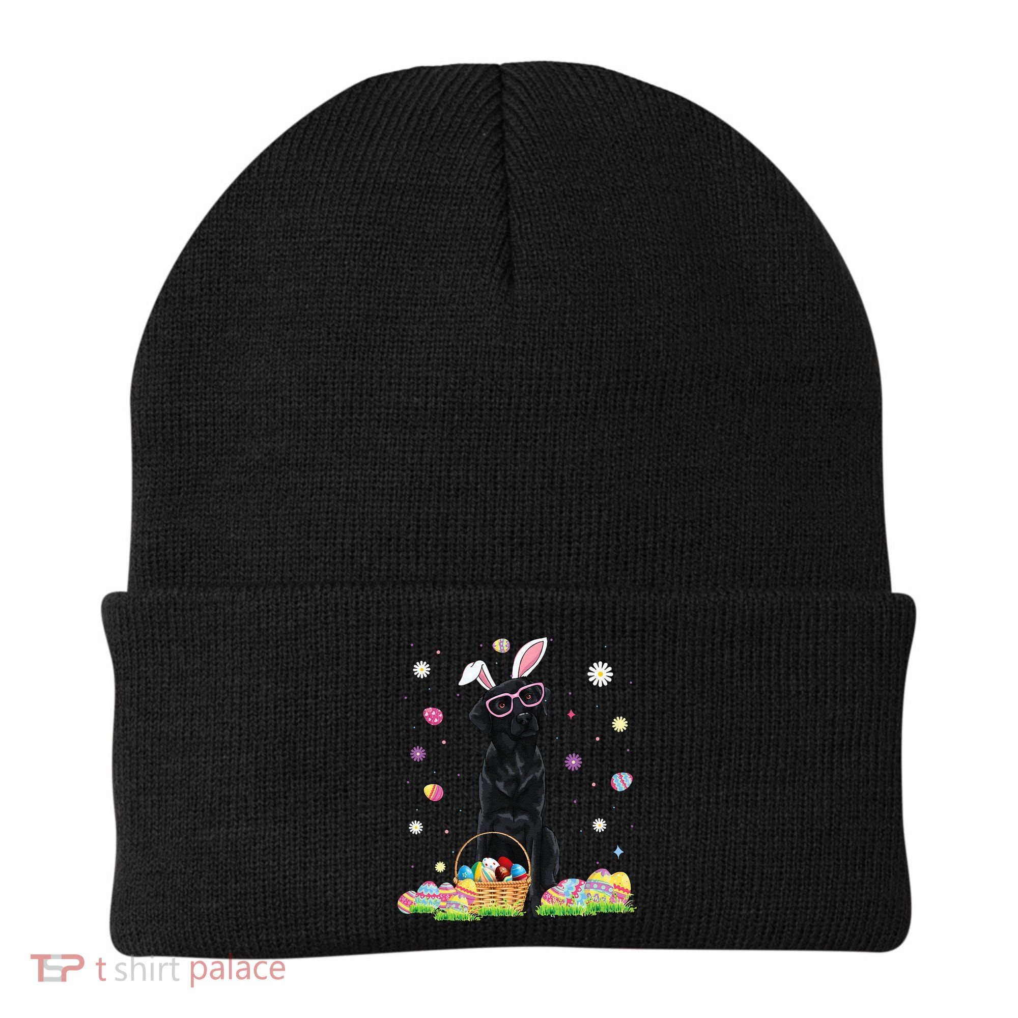 Happy Easter Cute Black Labrador Bunny Ears Dog Lovers Beanie