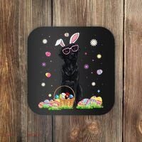 Happy Easter Cute Black Labrador Bunny Ears Dog Lovers Coaster thumb 0